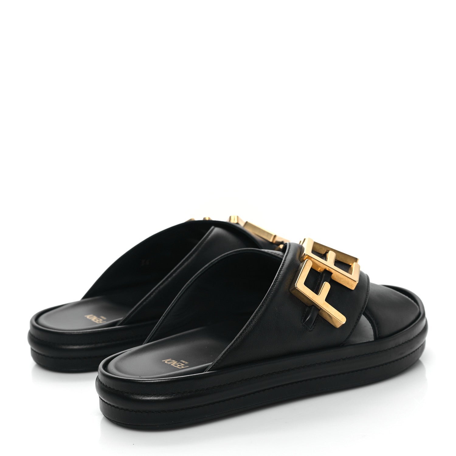 Fendi Vitello Womens Fendigraphy Slide Sandals 36 Black 4 of 7