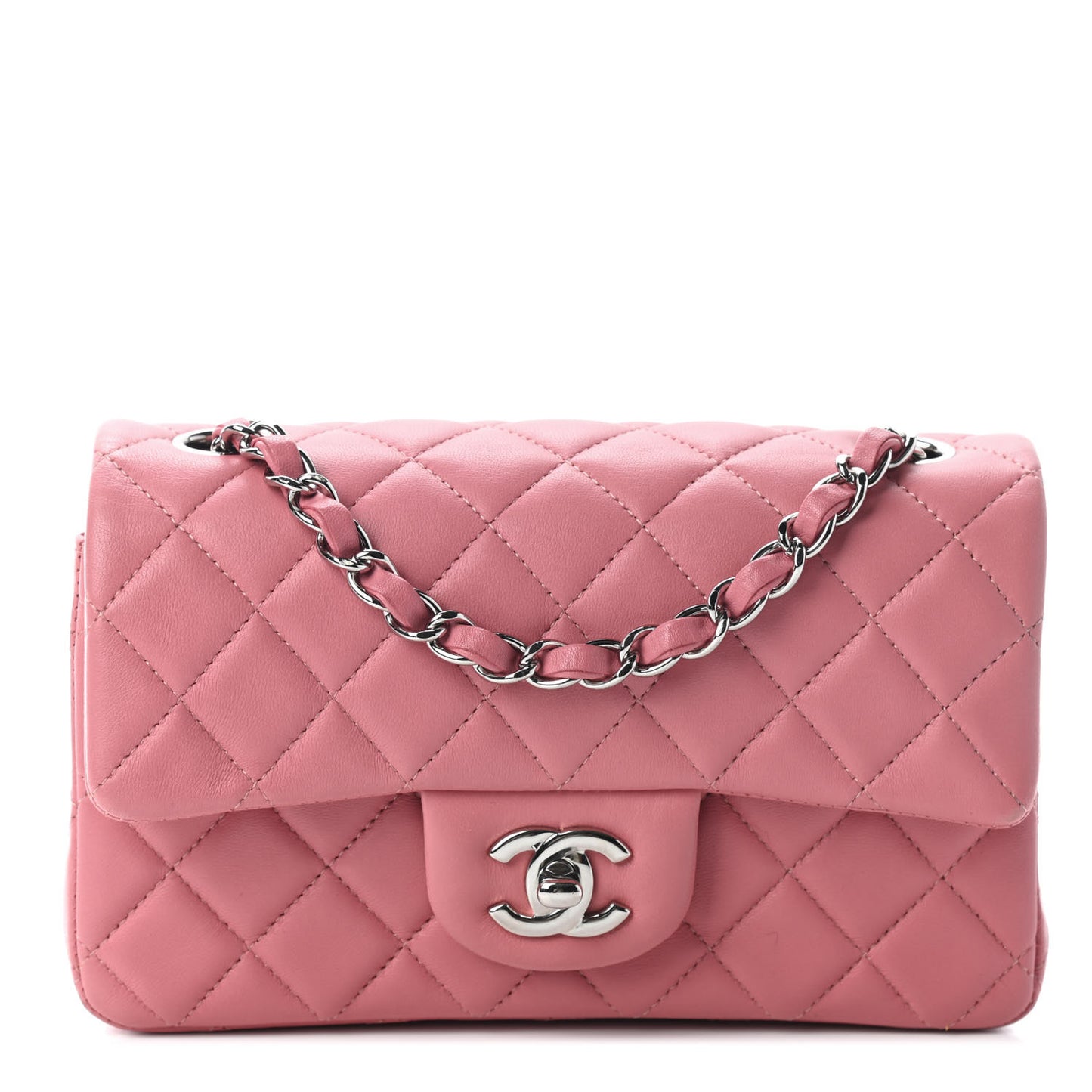 Lambskin Quilted Mini Rectangular Flap Pink