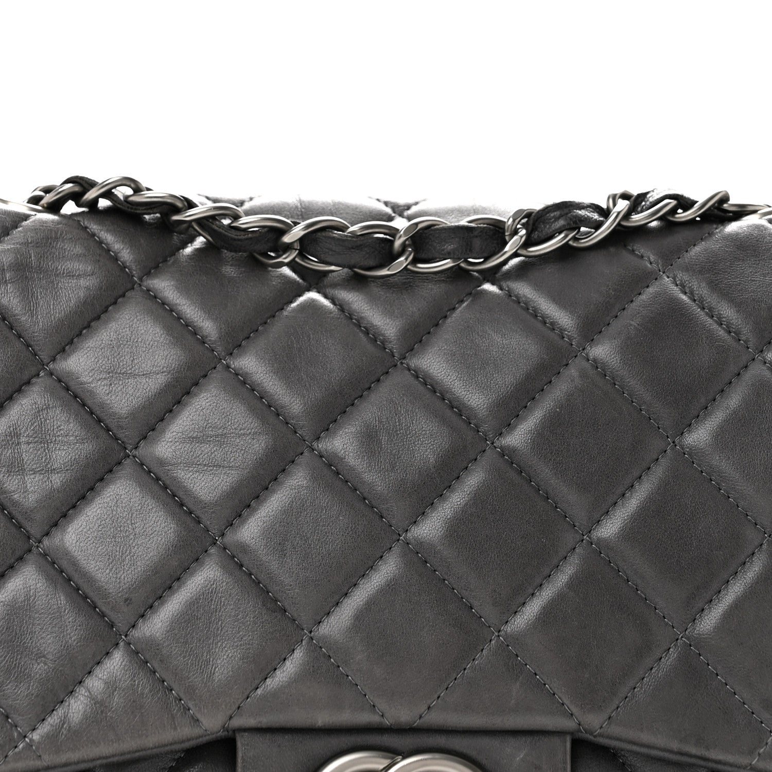 Chanel Lambskin Quilted Jumbo Single Flap Grey 8 of 13