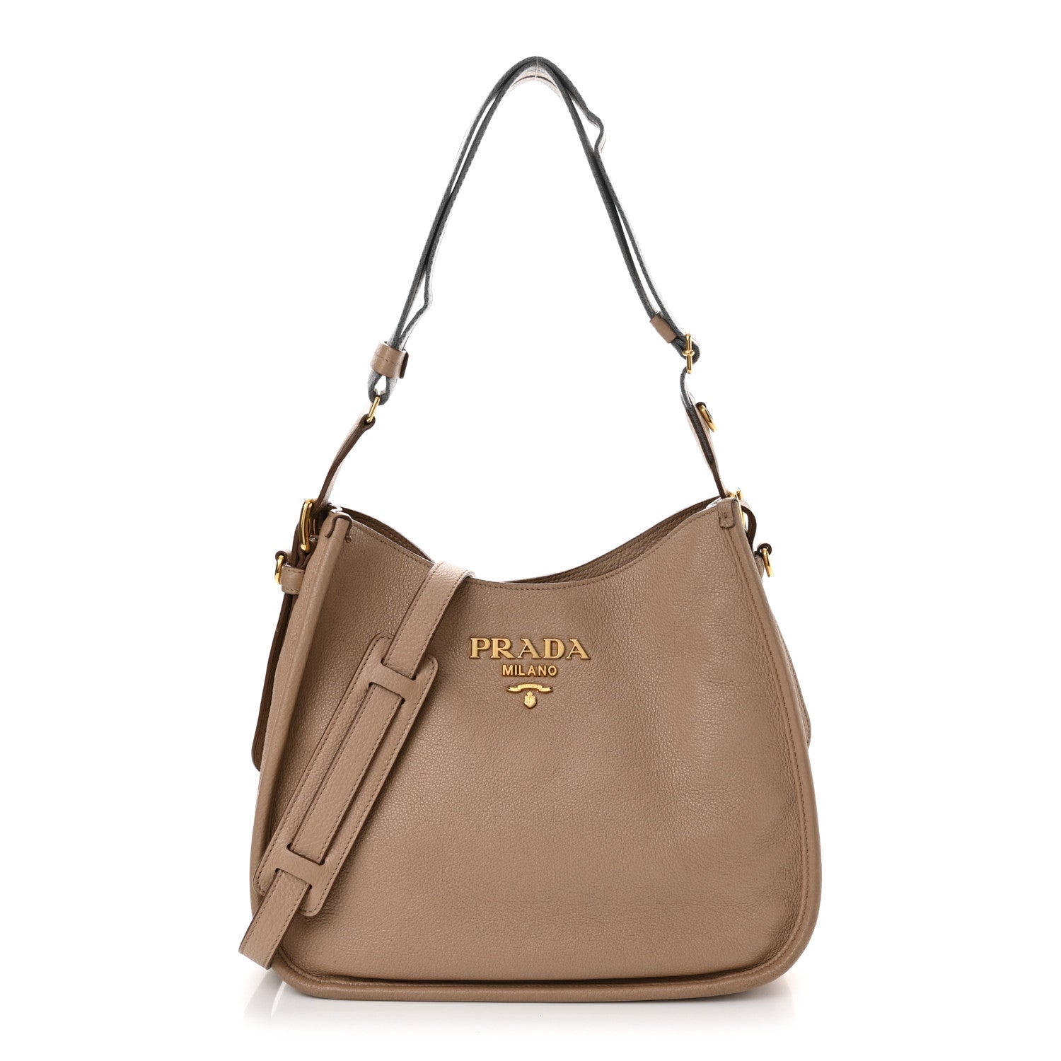 Prada Vitello Daino Soft Hobo Messenger Bag Cammeo 1 of 16