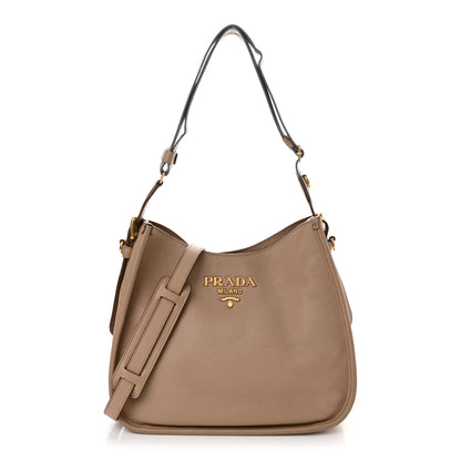 Prada Vitello Daino Soft Hobo Messenger Bag Cammeo 1 of 16