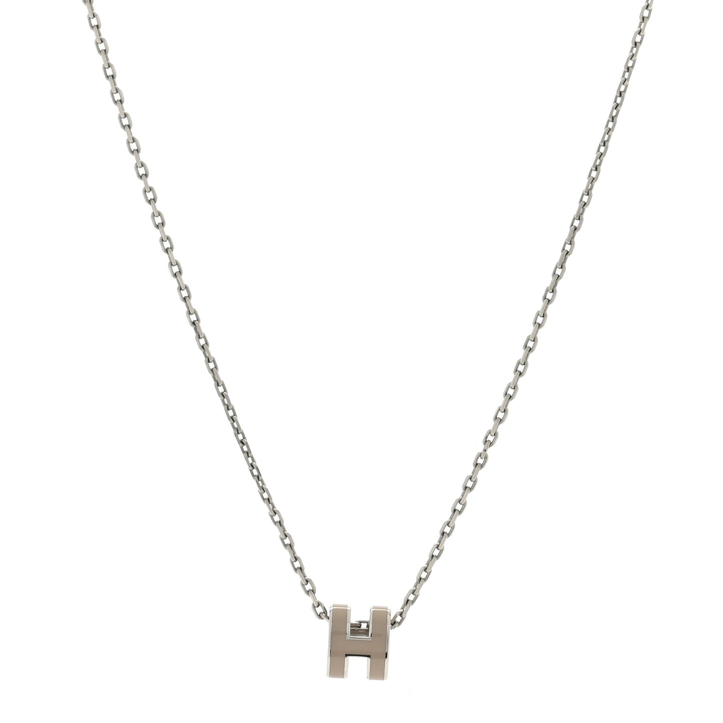 Palladium Mini Pop H Pendant Necklace Marron Glace