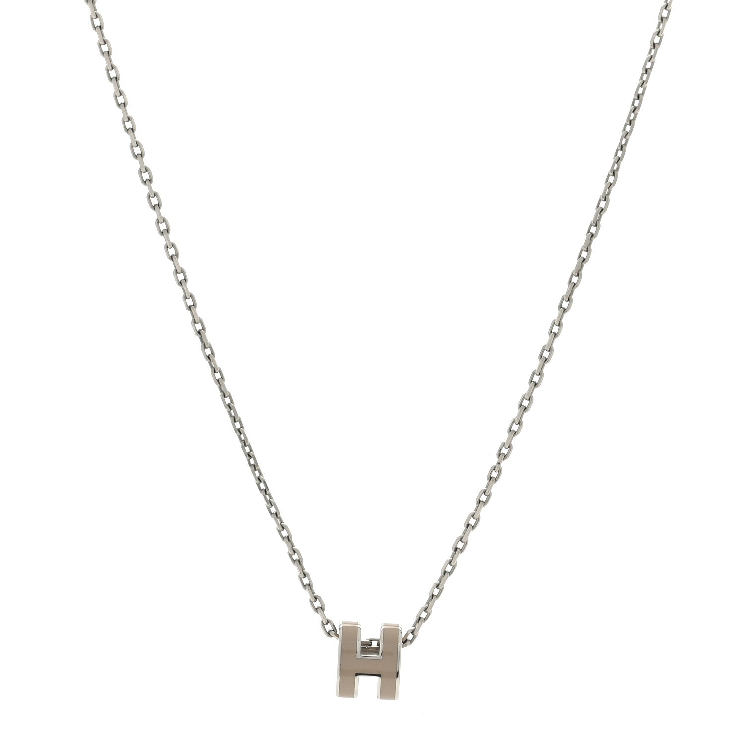 Hermes Palladium Mini Pop H Pendant Necklace Marron Glace 1 of 5