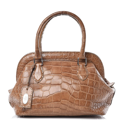 Fendi Crocodile Calfskin Romano Selleria Adele 1328 Bag Brown 1 of 16
