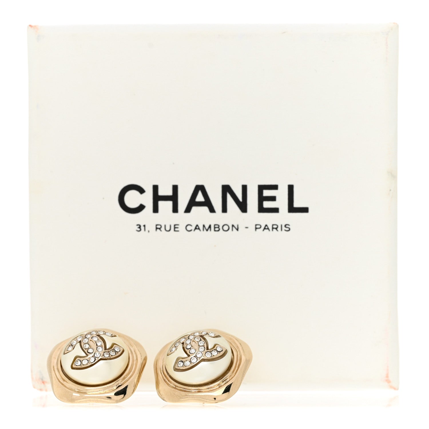 Chanel Metal Resin Crystal CC Earrings Gold 5 of 5