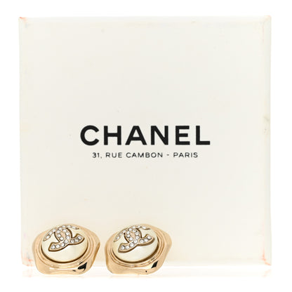 Chanel Metal Resin Crystal CC Earrings Gold 5 of 5