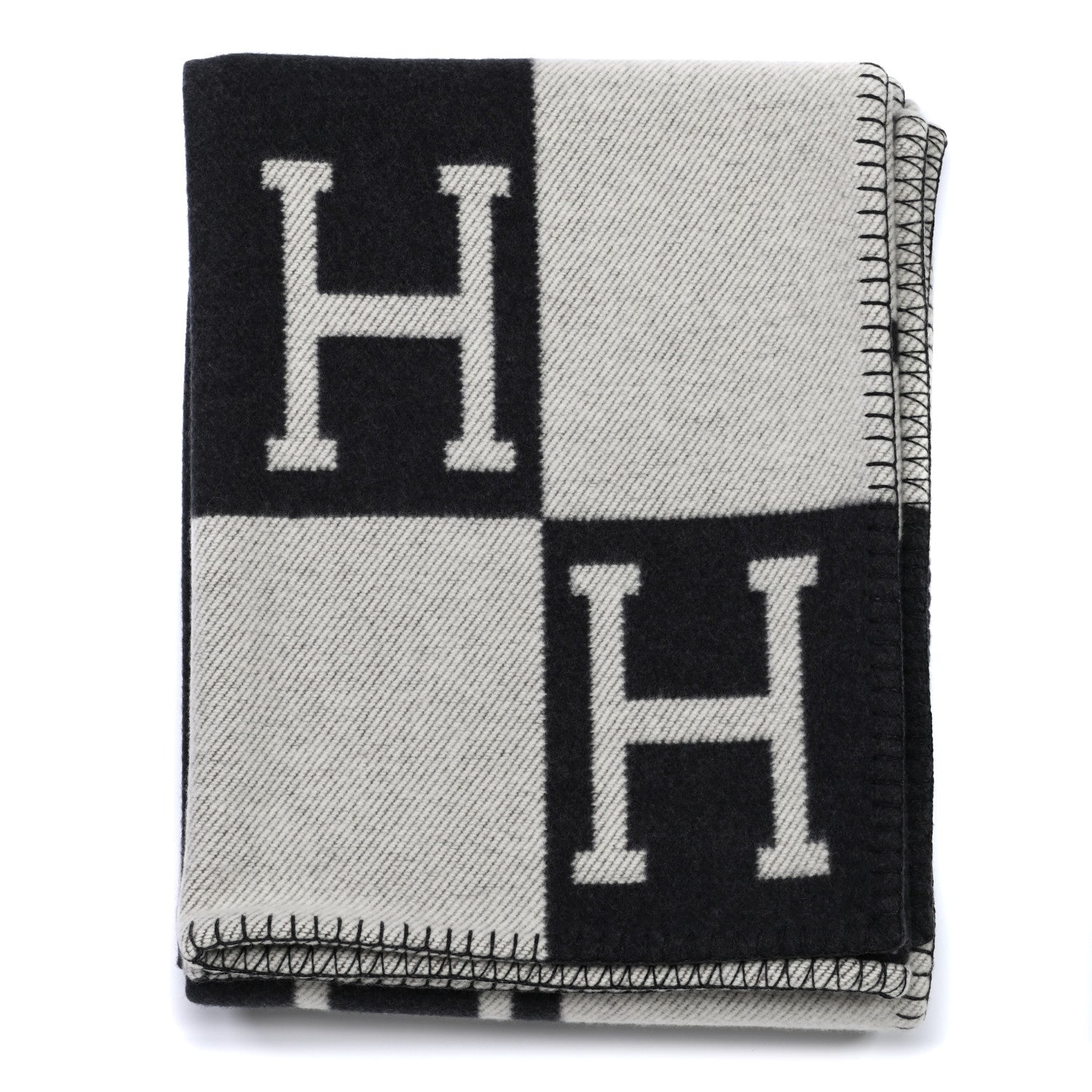 Hermes Wool Cashmere Avalon Blanket Ecru Gris Fonce 1 of 6