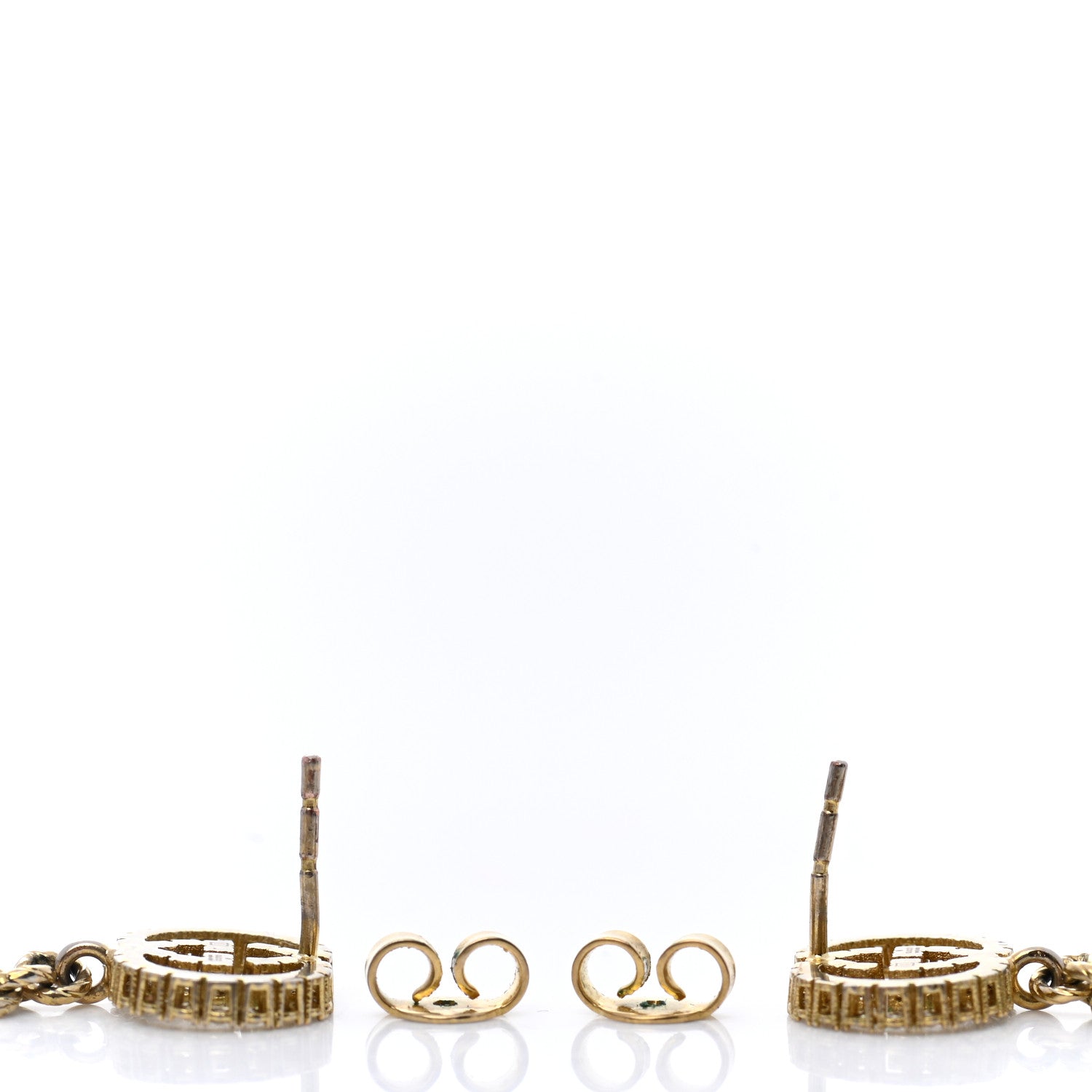 Gucci Metal Crystal Pearl Interlocking G Earrings Gold 3 of 5