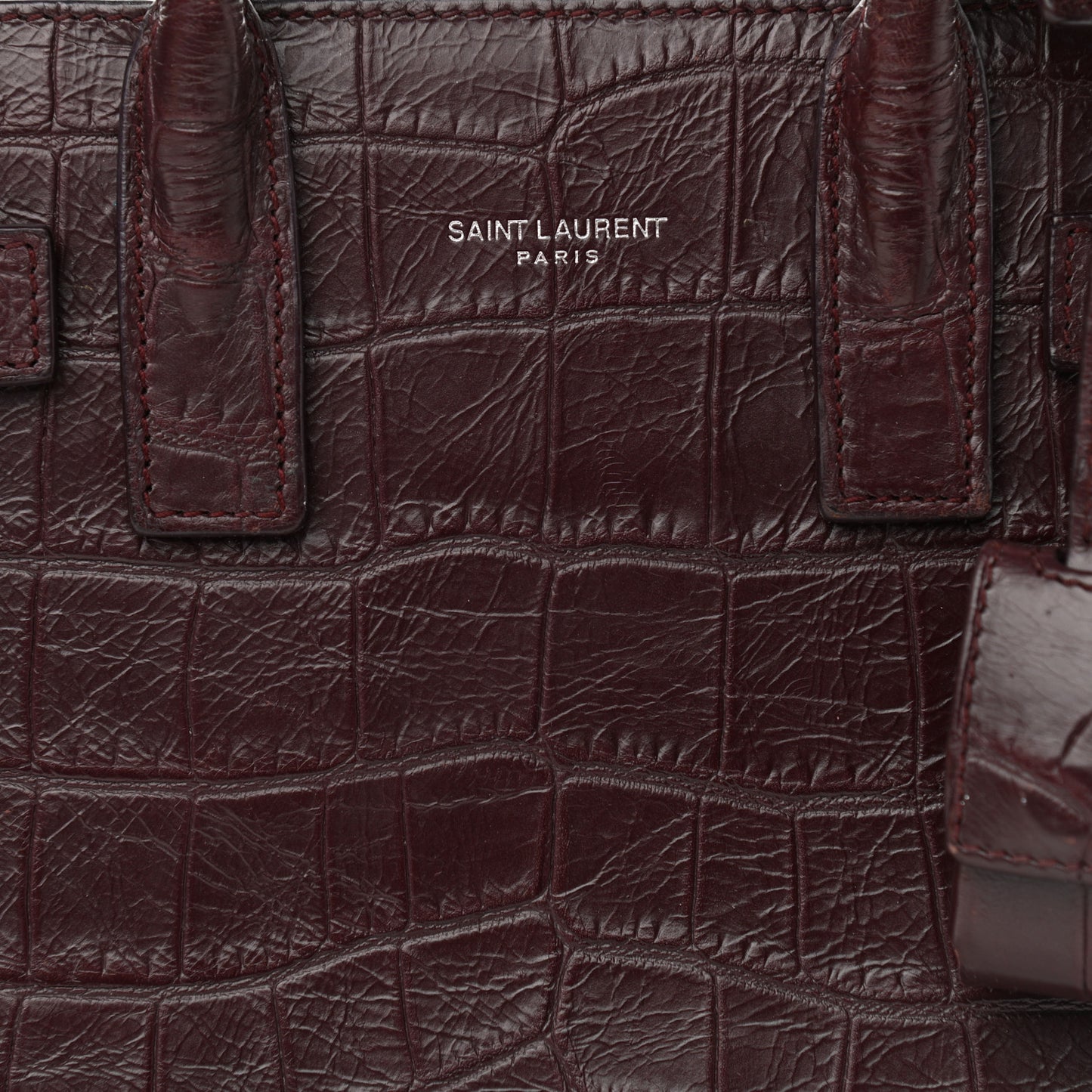 Calfskin Crocodile Embossed Nano Sac De Jour Bordeaux