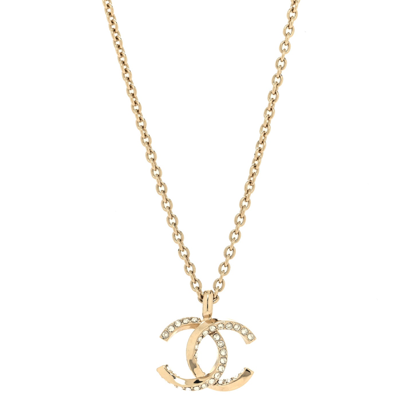 Metal Crystal CC Necklace Gold