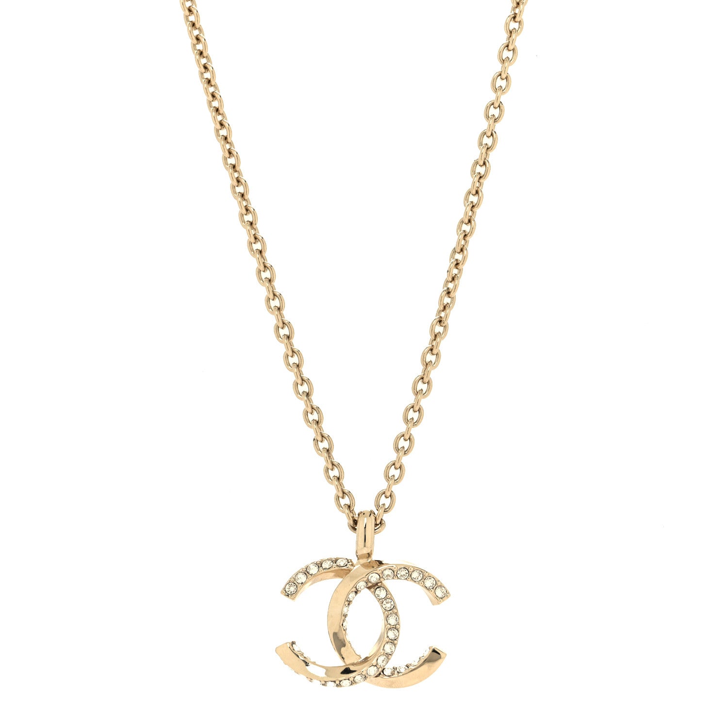 Chanel Metal Crystal CC Necklace Gold 1 of 6