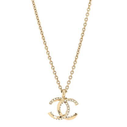 Chanel Metal Crystal CC Necklace Gold 1 of 6