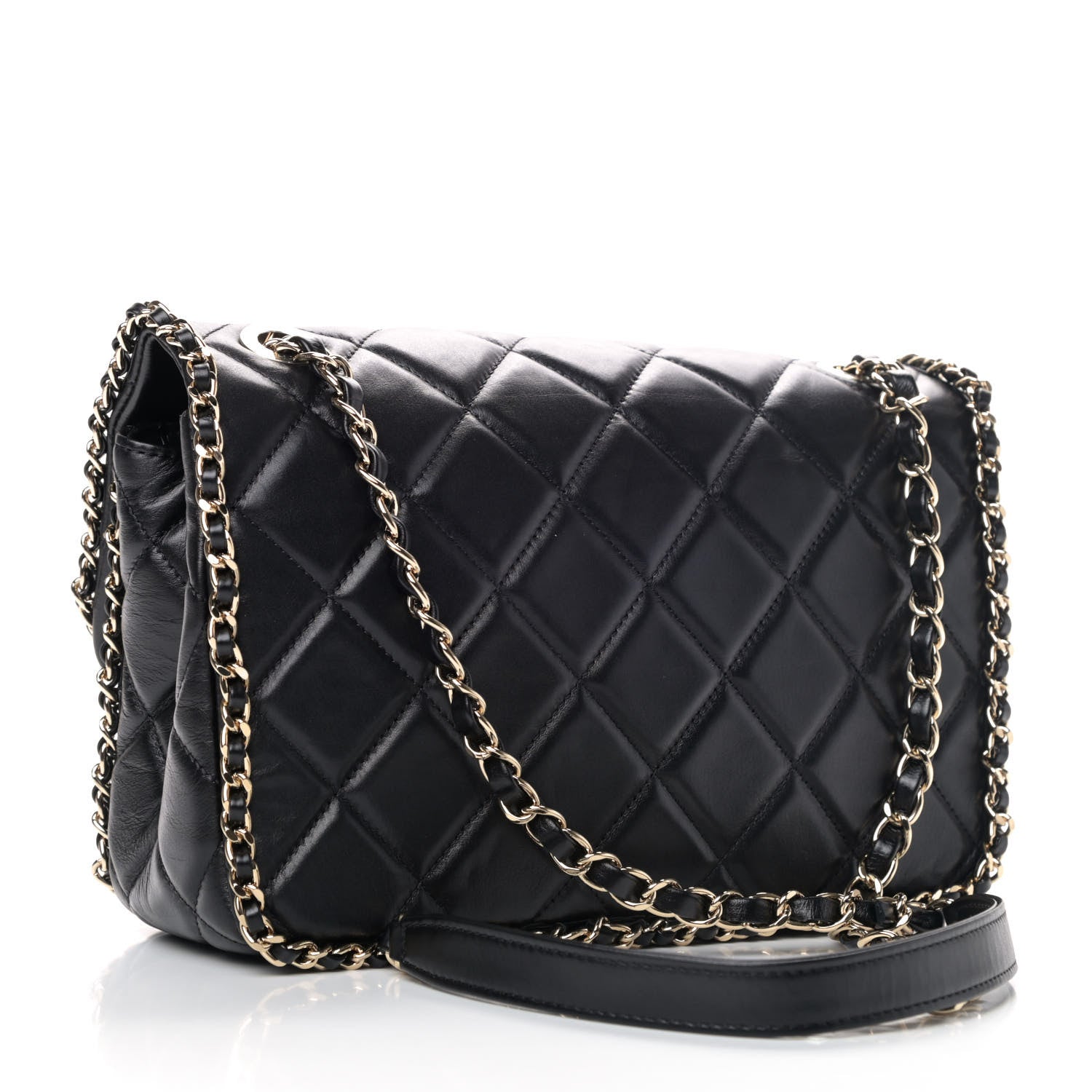 Chanel Crumpled Calfskin Medium Chain All Over Flap Black 2 of 4