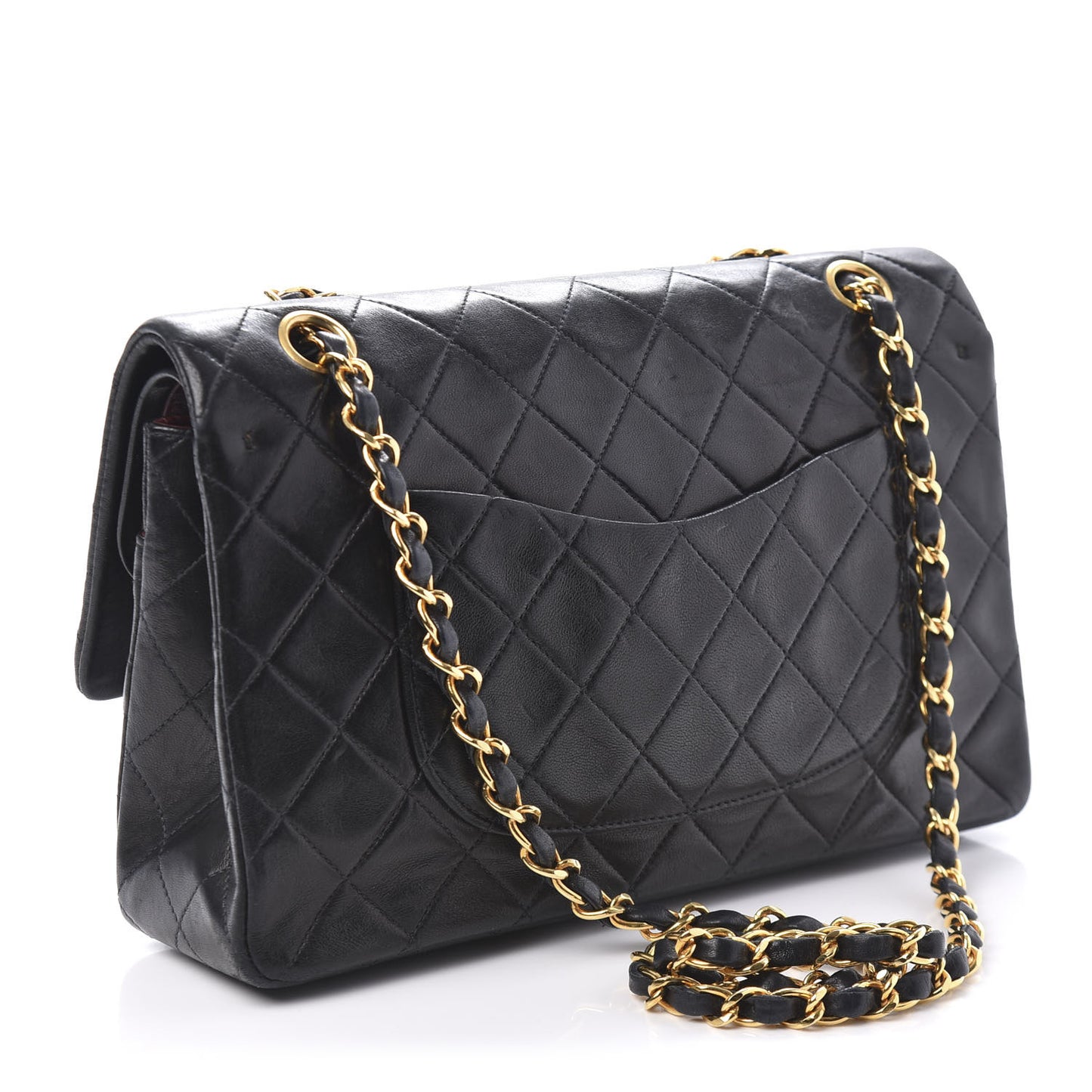 Lambskin Quilted Medium Double Flap Black