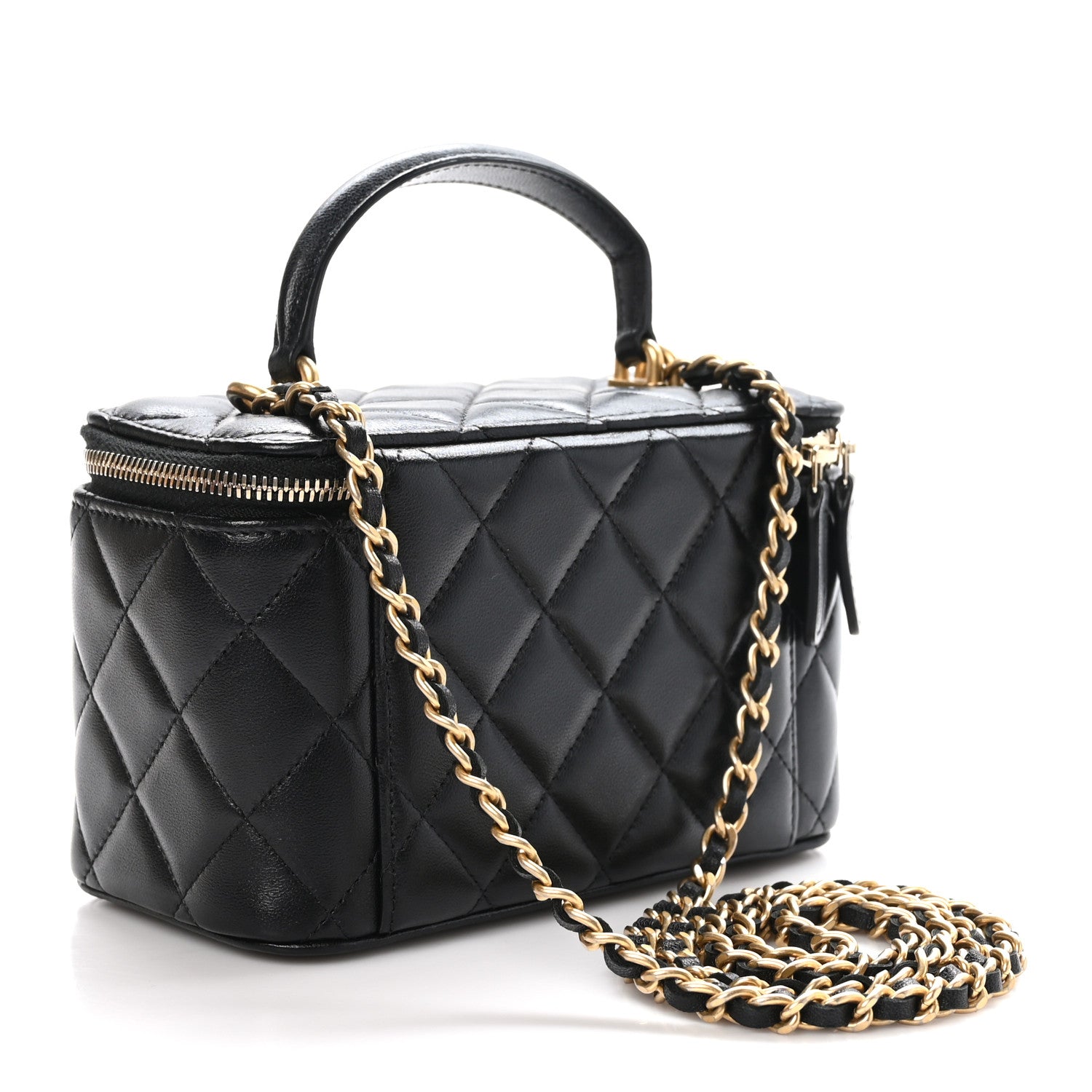 Chanel Lambskin Quilted Small Top Handle Vanity Case With Chain Black 3 of 10