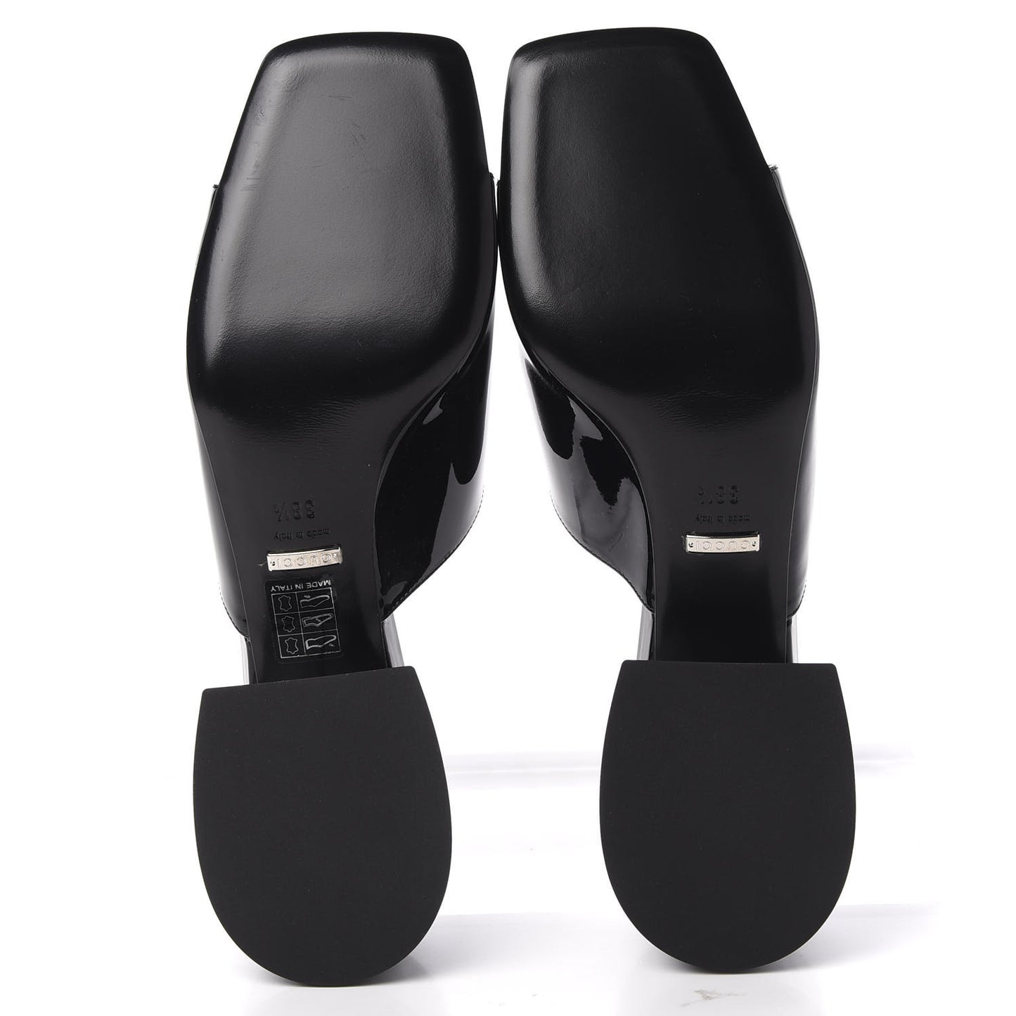 Patent Lexi Horsebit Mid-Heel Slide Sandals 38.5 Black