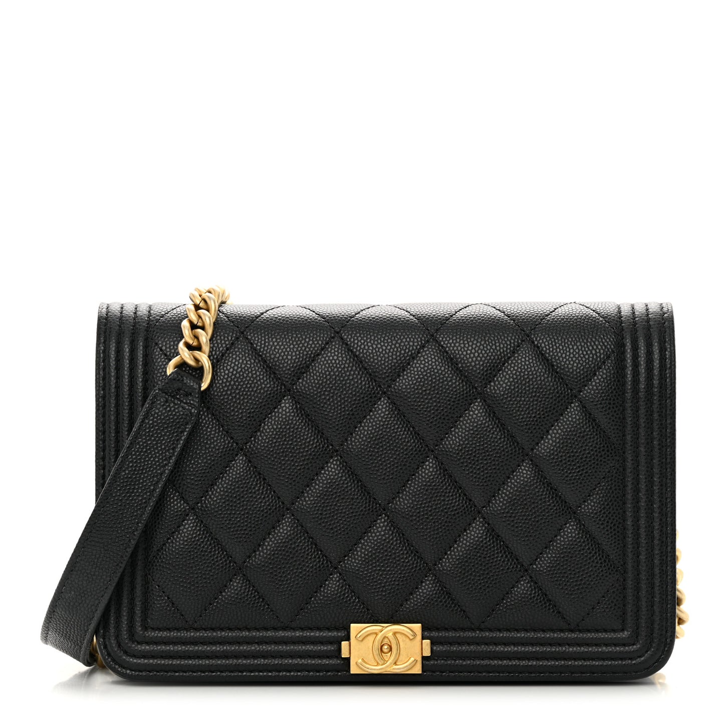 Caviar Quilted Boy Wallet On Chain WOC Black