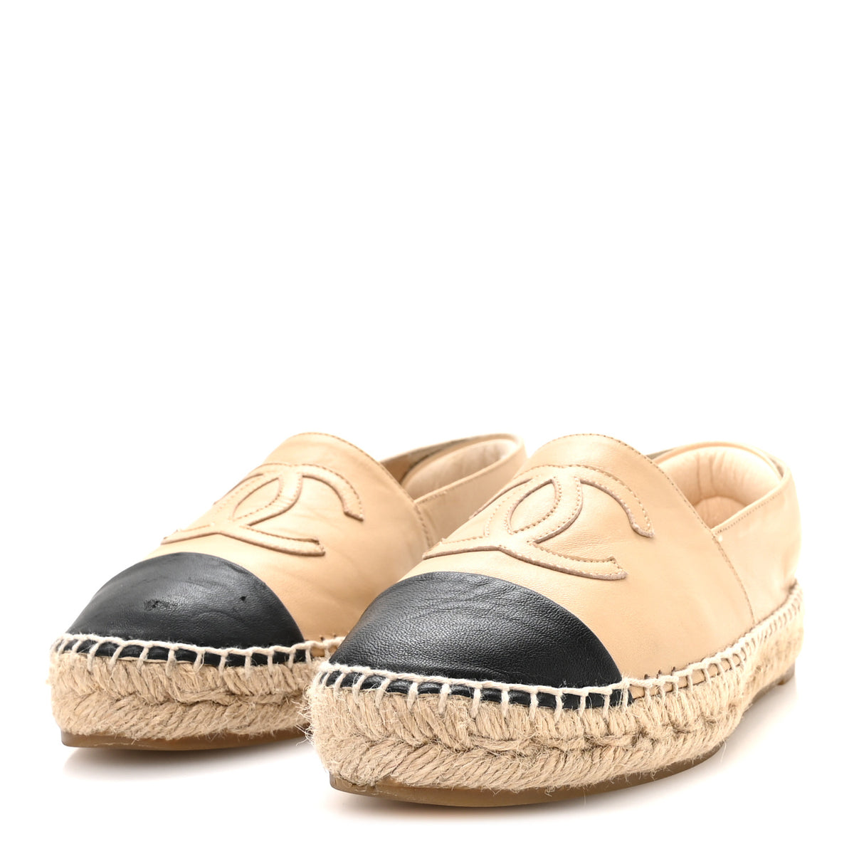 Lambskin CC Espadrilles 36 Beige Black