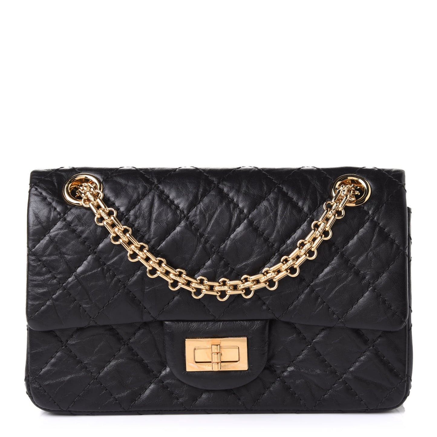 Aged Calfskin Quilted 2.55 Reissue Mini Flap Black