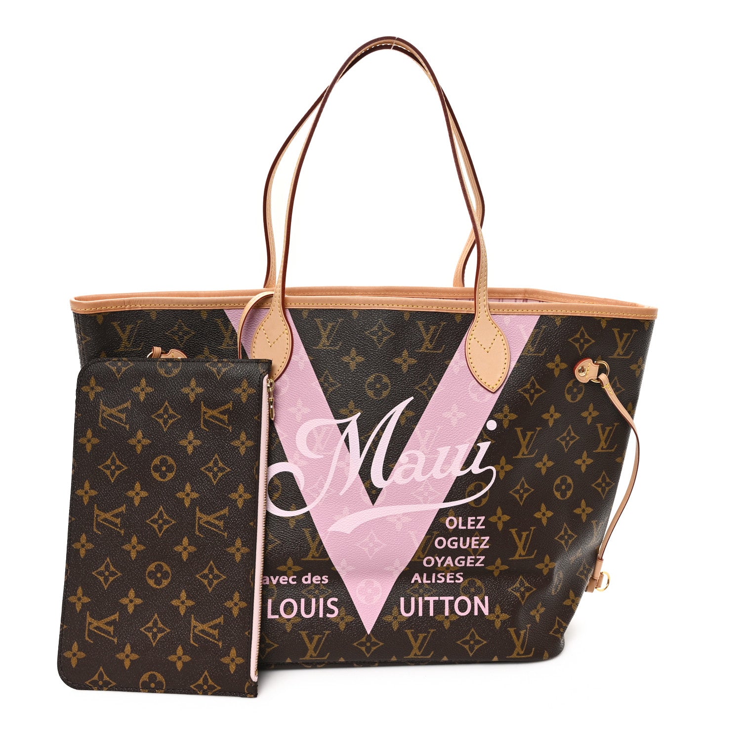 Louis Vuitton Monogram Maui V Neverfull MM Rose Ballerine 3 of 11