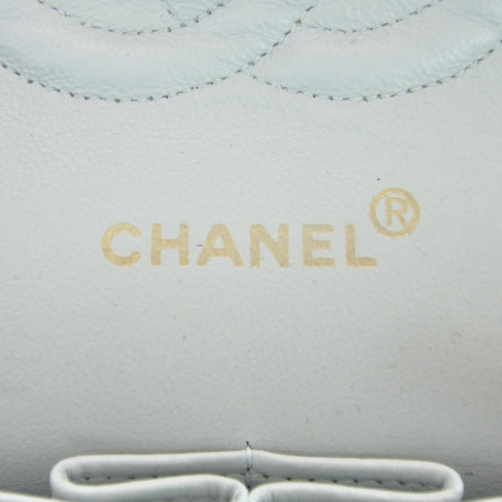 Chanel Lambskin Quilted Medium Double Flap Light Blue 8 of 10