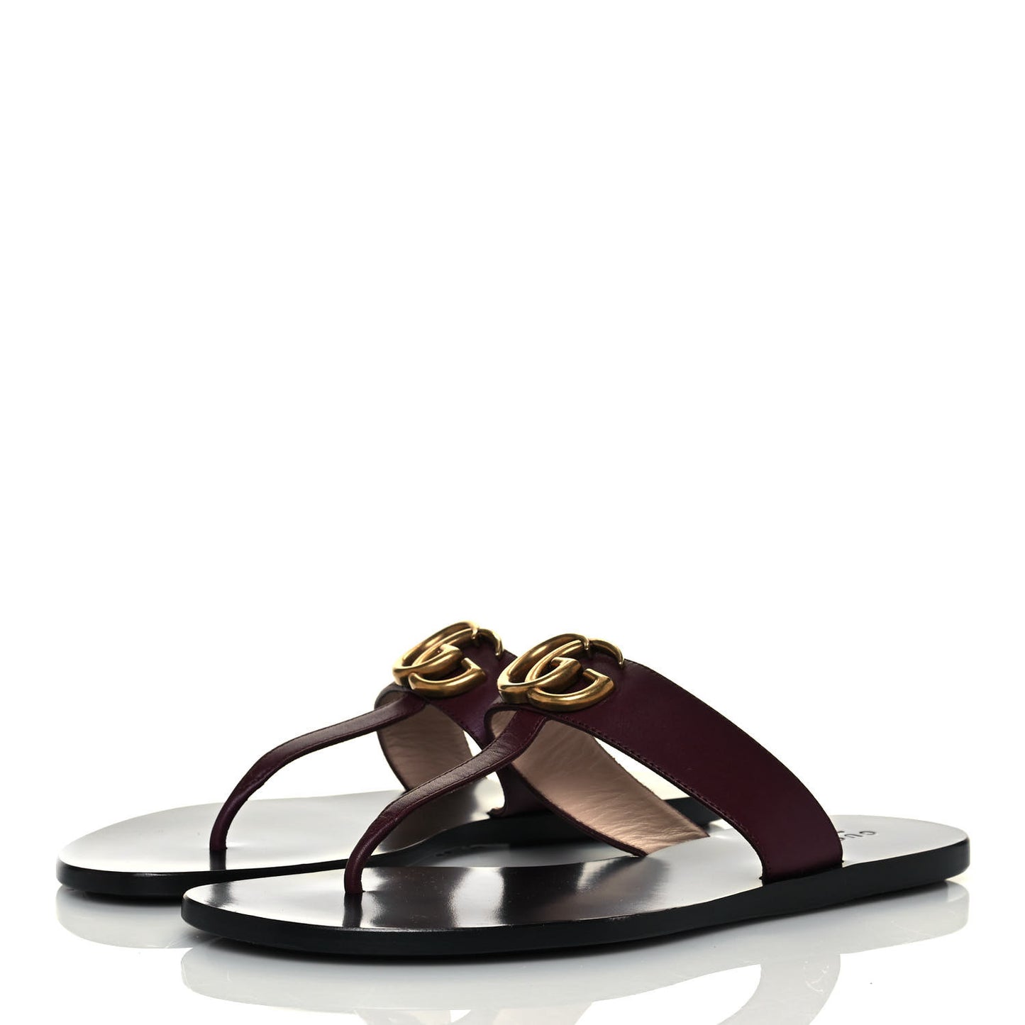 Calfskin GG Marmont Thong Sandals 37.5 Vintage Bordeaux