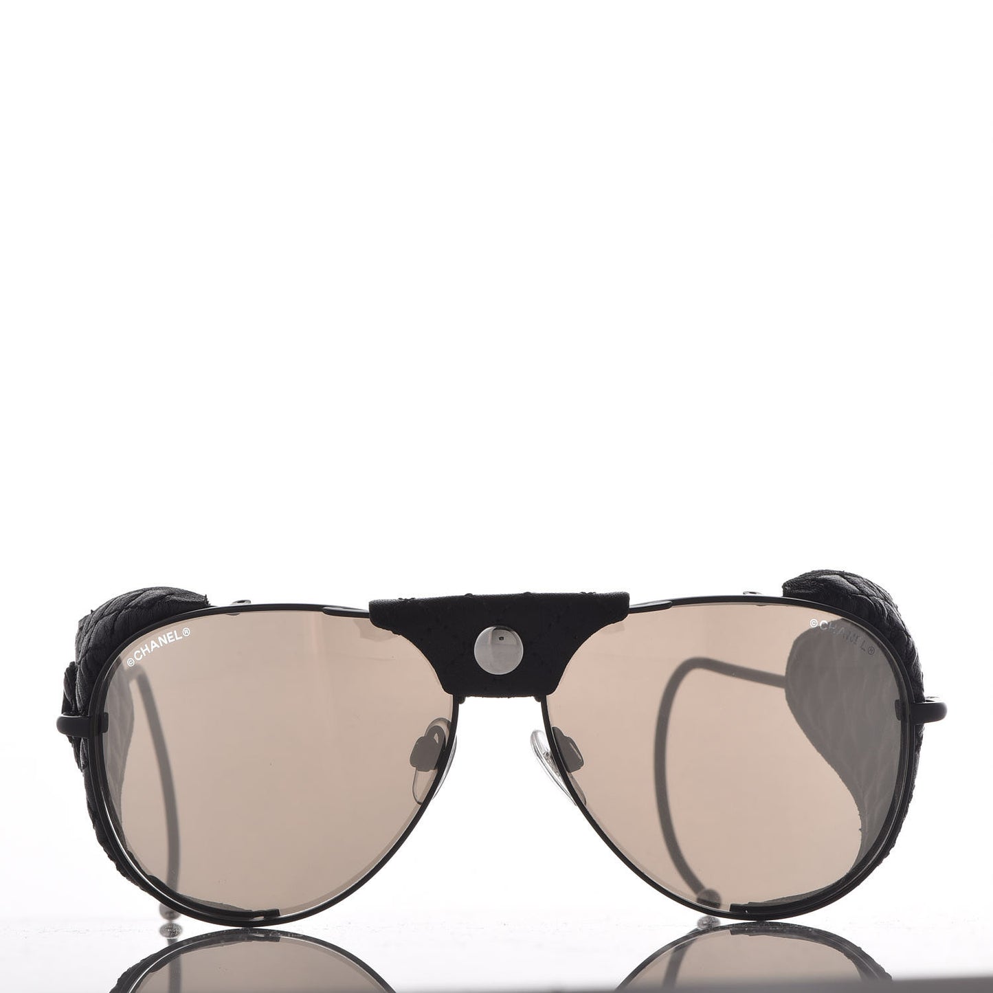 Titanium Lambskin CC Pilot Sunglasses 71265 Black