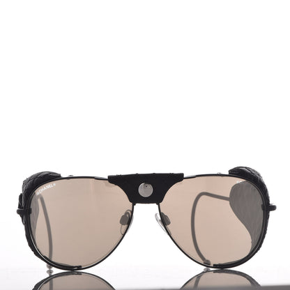 Chanel Titanium Lambskin CC Pilot Sunglasses 71265 Black 3 of 12