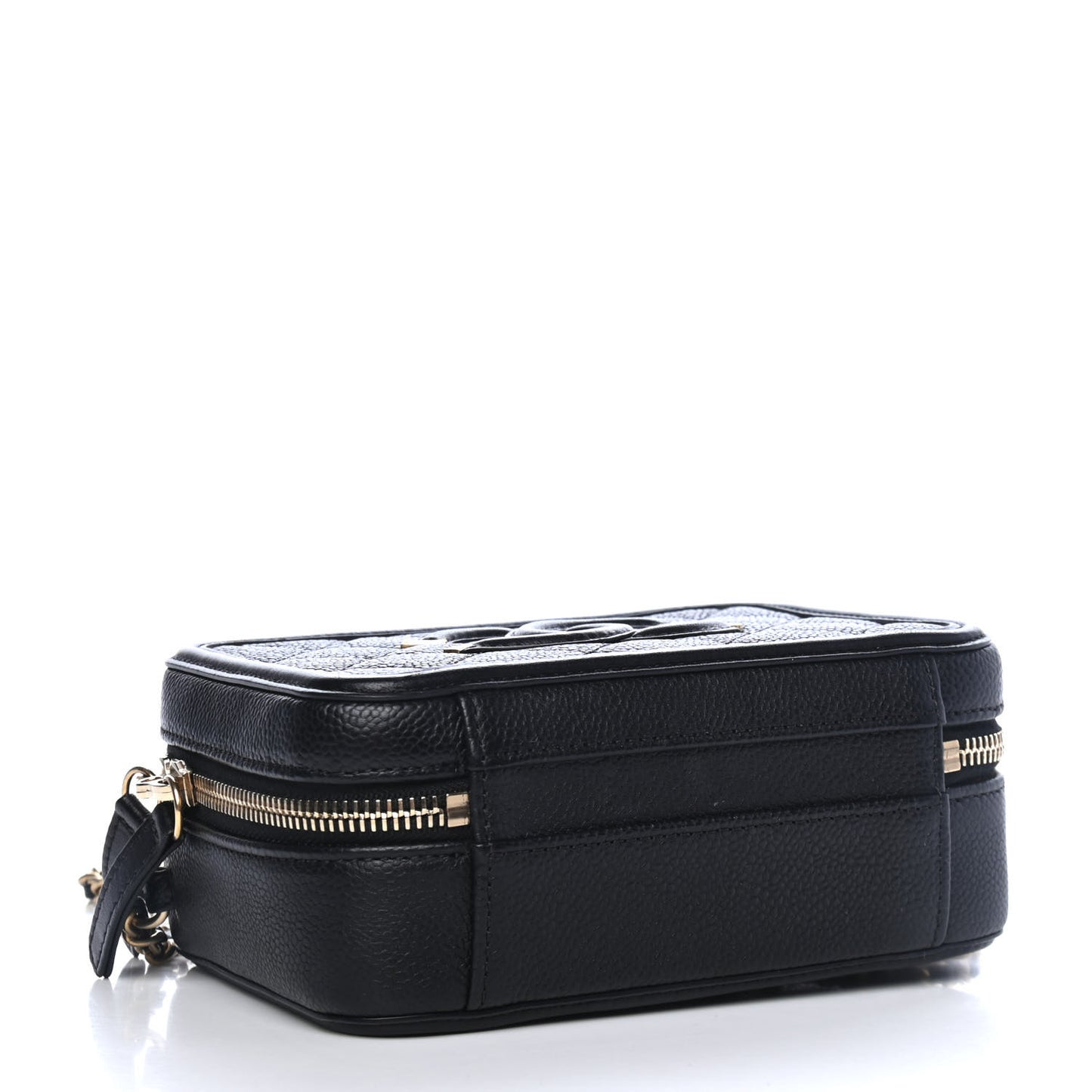 Caviar Quilted Small CC Filigree Vanity Case Black