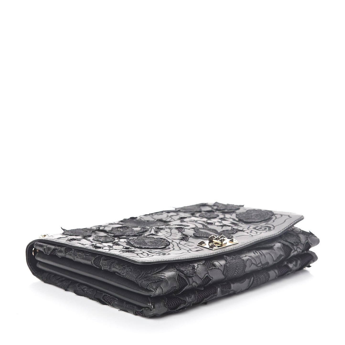 Lambskin Lace Large Girello Flap Black