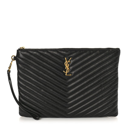 Saint Laurent Calfskin Matelasse Monogram Cassandre Tablet Pouch Black 1 of 8
