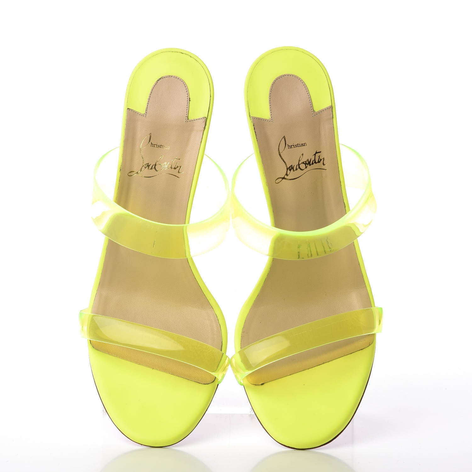 Christian Louboutin PVC Ovida 85 Slide Sandals 38.5 Yellow 5 of 9