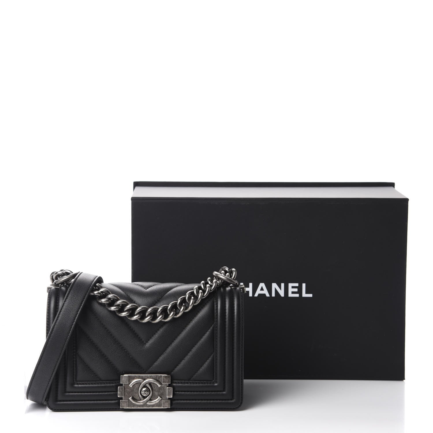 Chanel Calfskin Chevron Quilted Small Boy Flap Black 12 of 12