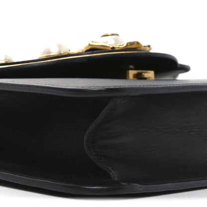 Gucci Calfskin Peony Medium Chain Shoulder Bag Black 9 of 11