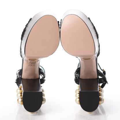 Gucci Malaga Kid Pearl Knot Platform Sandals 39 Black 6 of 10