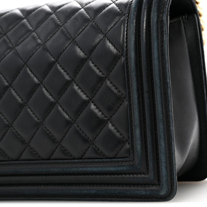 Chanel Lambskin Quilted Medium Boy Flap Black 14 of 15
