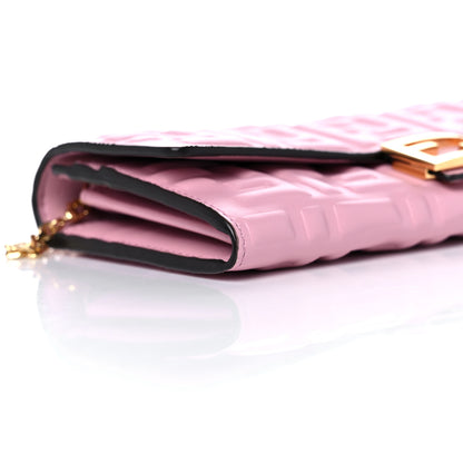Fendi Nappa Matisse FF Embossed Continental Wallet On Chain Rosa Acquerello 7 of 9