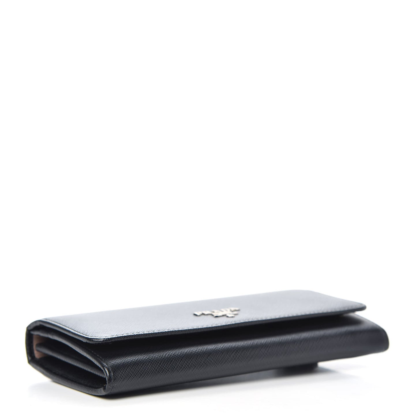 Saffiano Metal Continental Flap Wallet Black