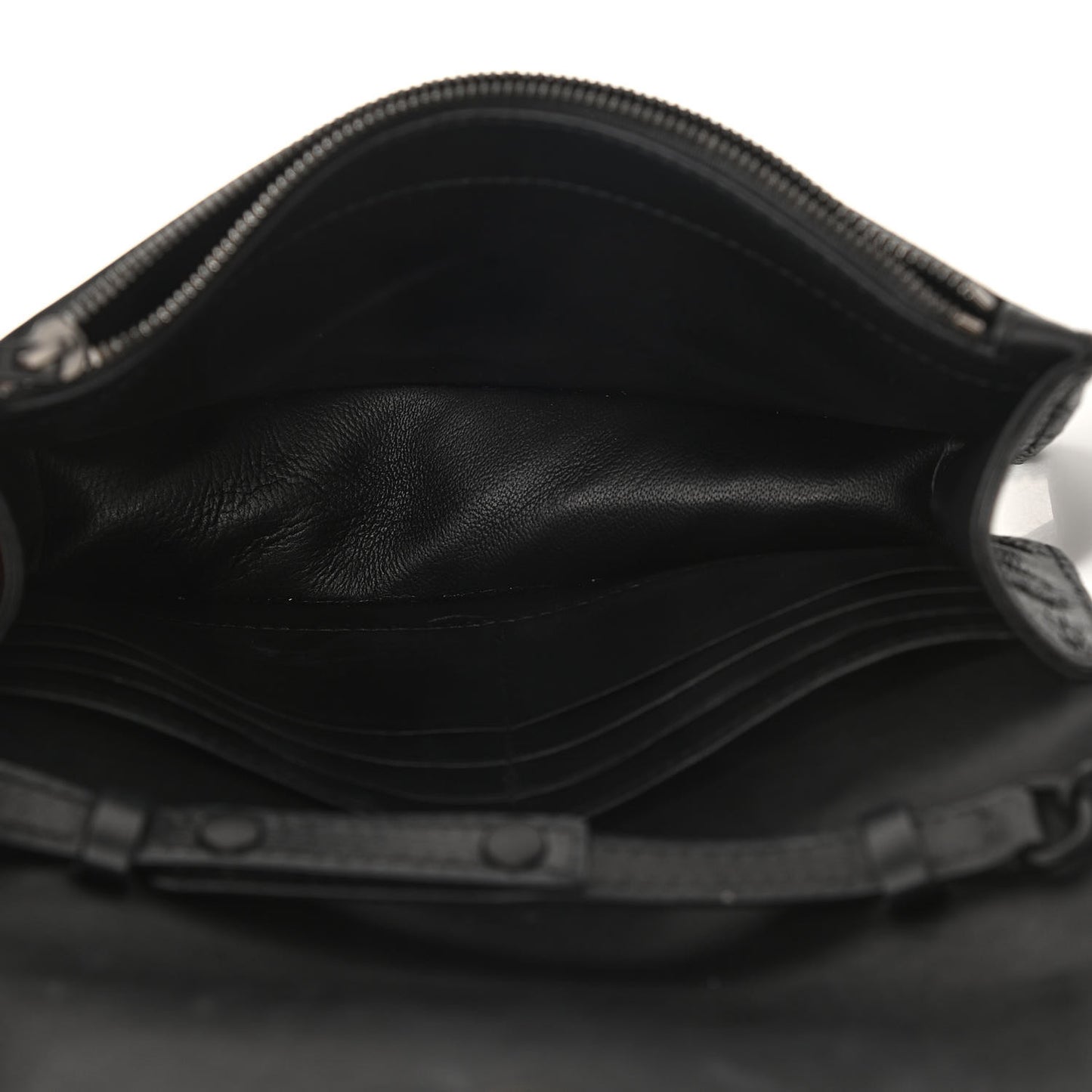 Shiny Goatskin Logo Embossed Monochrome BB Wallet On Chain Black