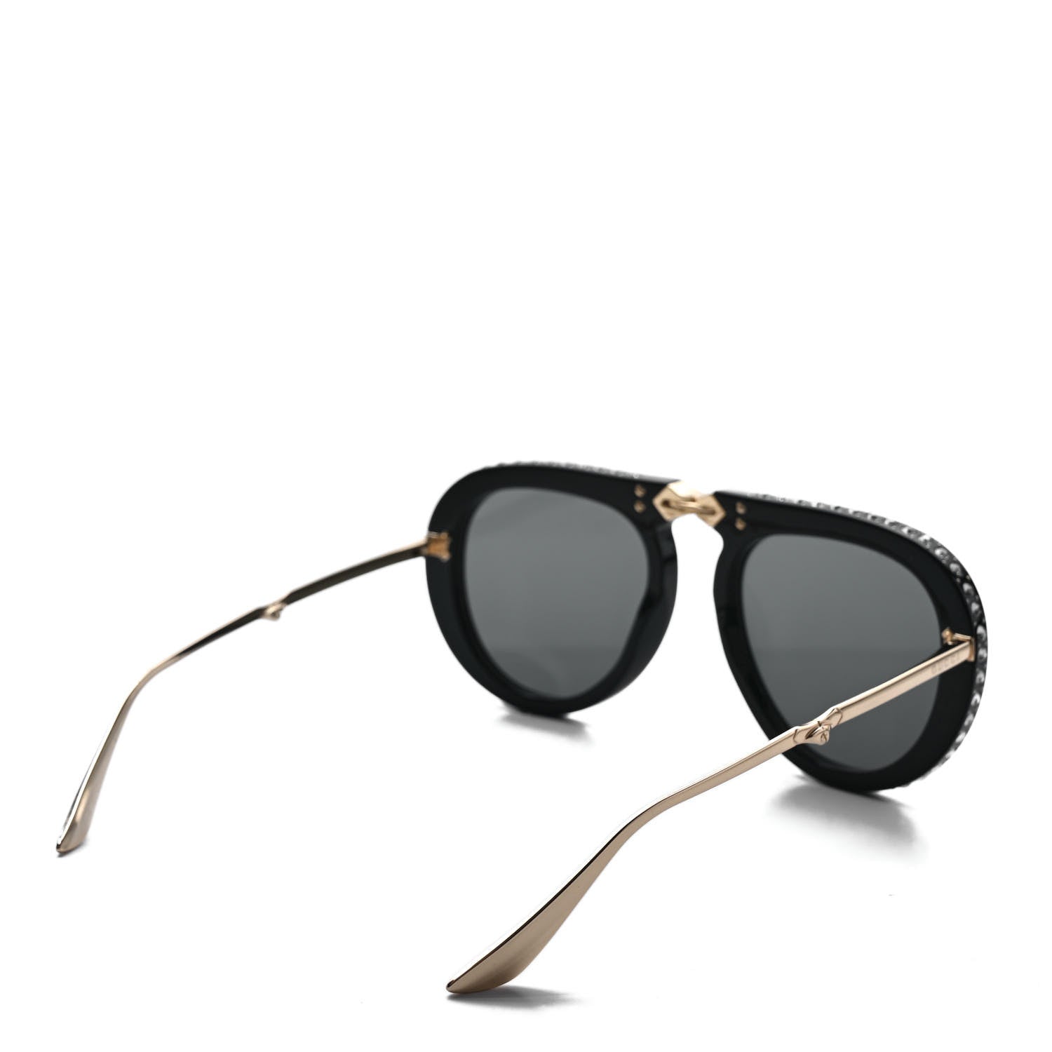 Gucci Acetate Crystal Foldable Aviator Sunglasses GG0307S Black 4 of 9