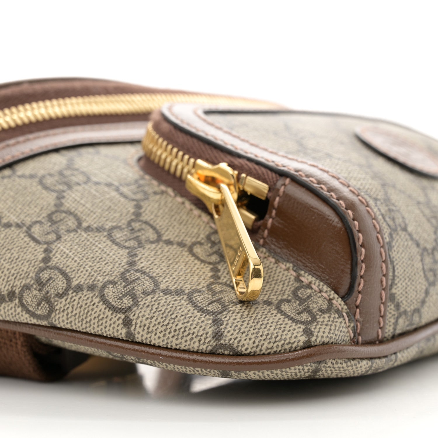 Gucci GG Supreme Monogram Textured Calfskin Retro Interlocking G Belt Bag Beige Ebony Brown Sugar 9 of 12