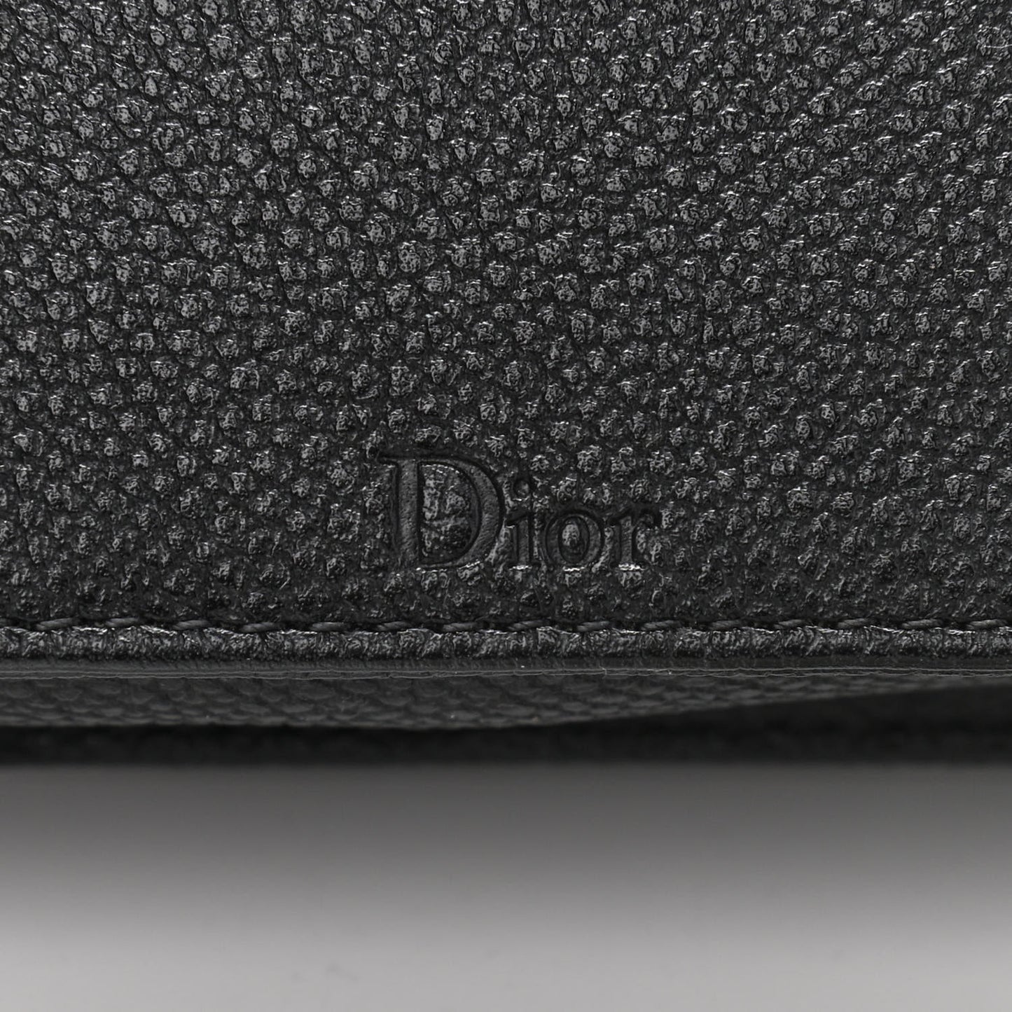 Grained Calfskin Diorama Wallet on Chain Pouch Black