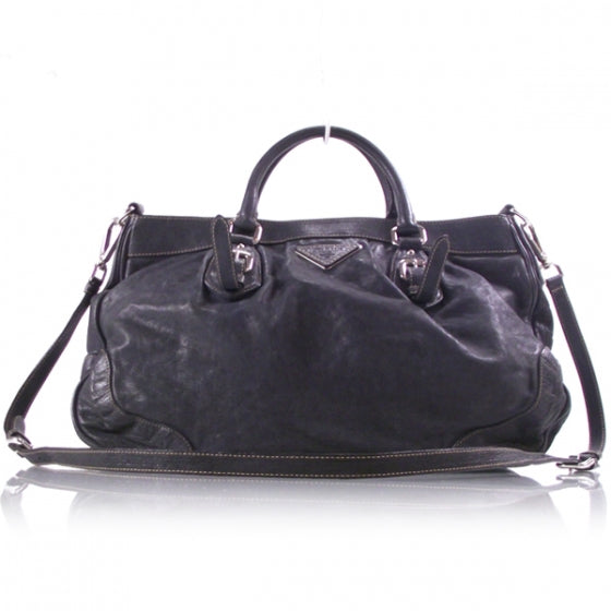 Leather Buckles Tote Blue