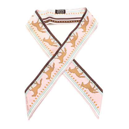 Hermes Silk Sequences Twilly Rose Pale Chocolat Vert D'Eau 1 of 5