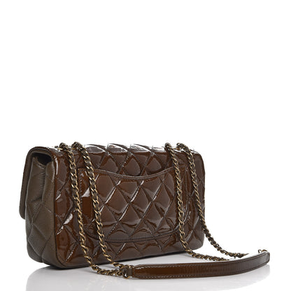 Chanel Patent Goatskin Quilted Medium CC Eyelet Flap Khaki 3 of 8