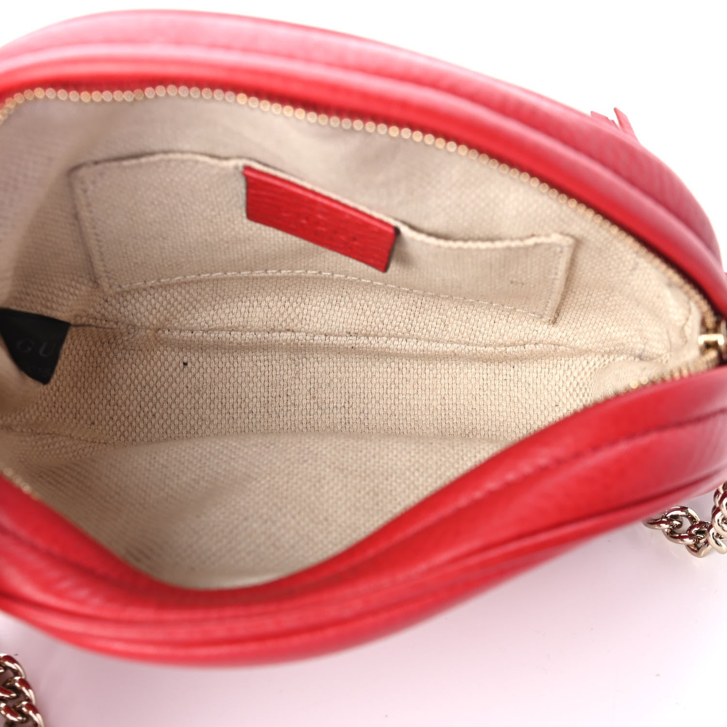 Gucci Pebbled Calfskin Mini Soho Chain Bag Tabasco Red 4 of 4