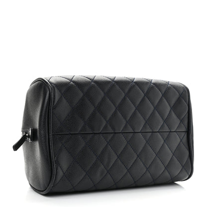 Chanel Caviar Quilted Bowler Navy Blue 4 of 10