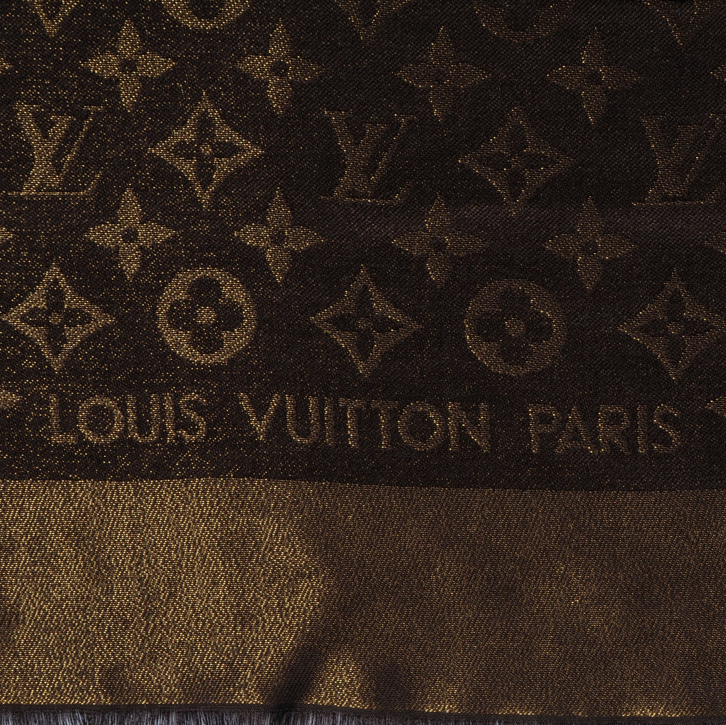 Silk Lurex Wool Monogram Shine Shawl Brown