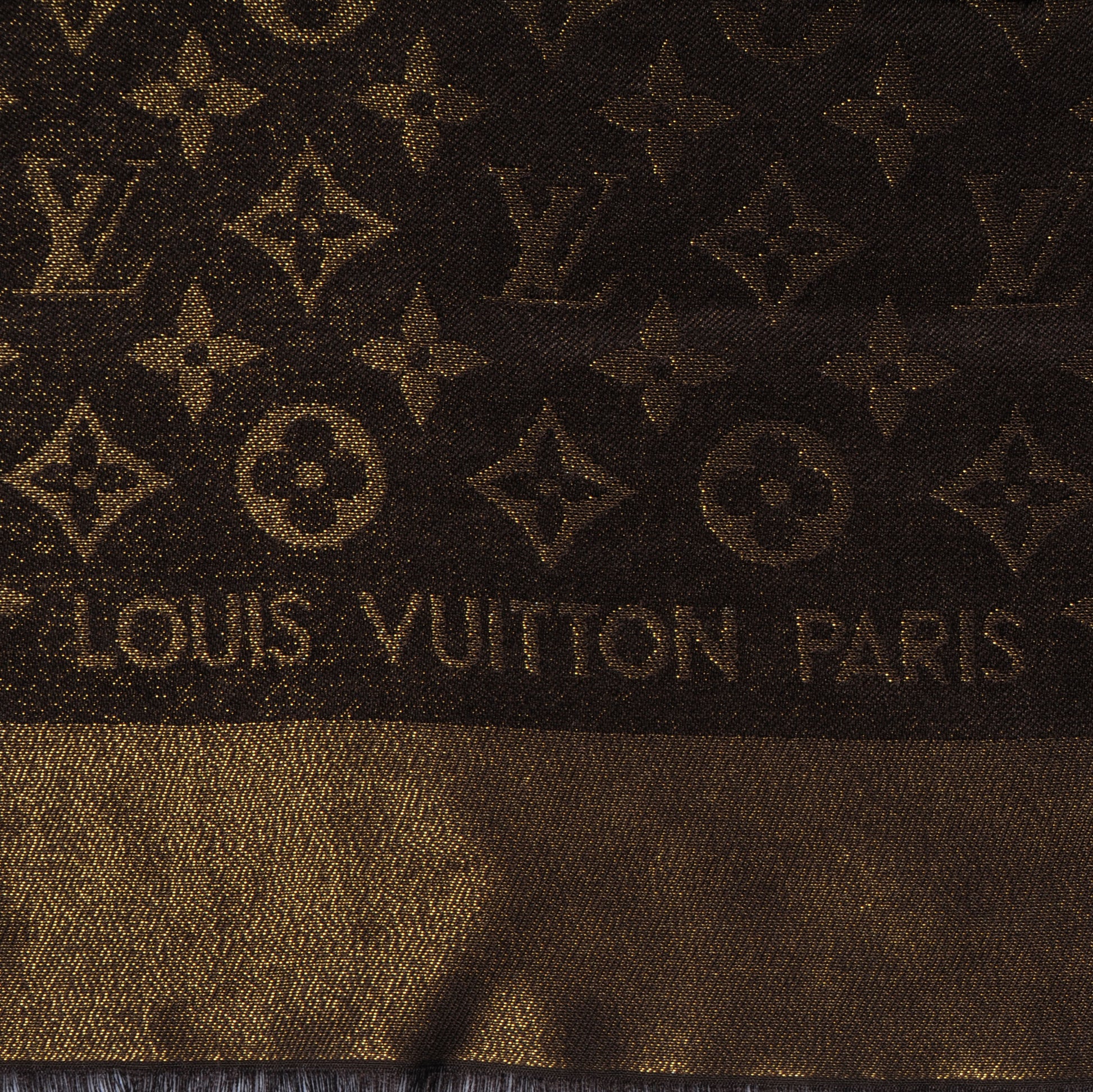 Louis Vuitton Silk Lurex Wool Monogram Shine Shawl Brown 4 of 4