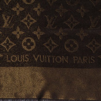 Louis Vuitton Silk Lurex Wool Monogram Shine Shawl Brown 4 of 4